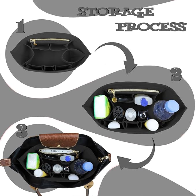 Lckaey Purse Organizer For Longchamp Large Purse For Long Champ Le Pliage Insert organizer1012-25Coffee-L
