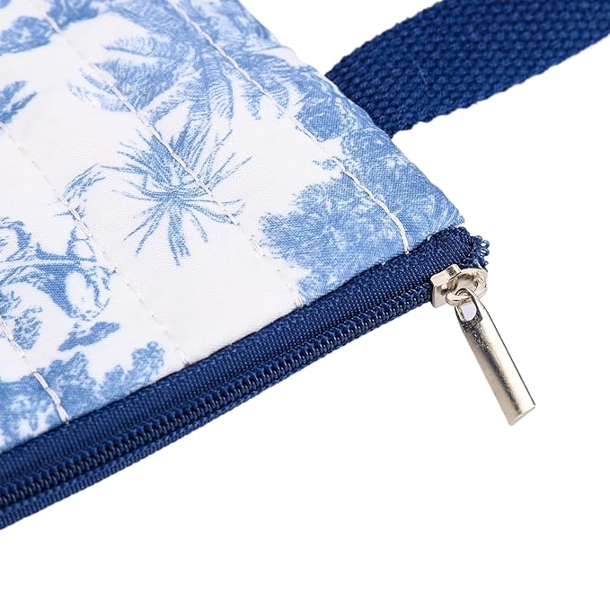 Quilted Baby Diaper and Wipes Pouch Portable Mommy Bag for Stroller Reusable Wipes Pouch with Lanyard (Blue style2)