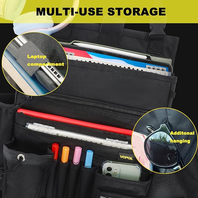 VOPQL Car Seat Organizer- Multi-Compartment Passenger Seat Organizer, Universal Fit for Front & Back Seats, Ideal for Law Enforcement and Truck Seat Storage, Compatible with Cars, Trucks, and Vans
