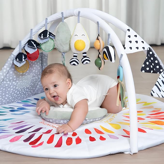 LADIDA Baby Gym Play Mat, Tummy Time Mat & Activity Gym, Infant Play Mat for Sensory Exploration and Motor Skill Development