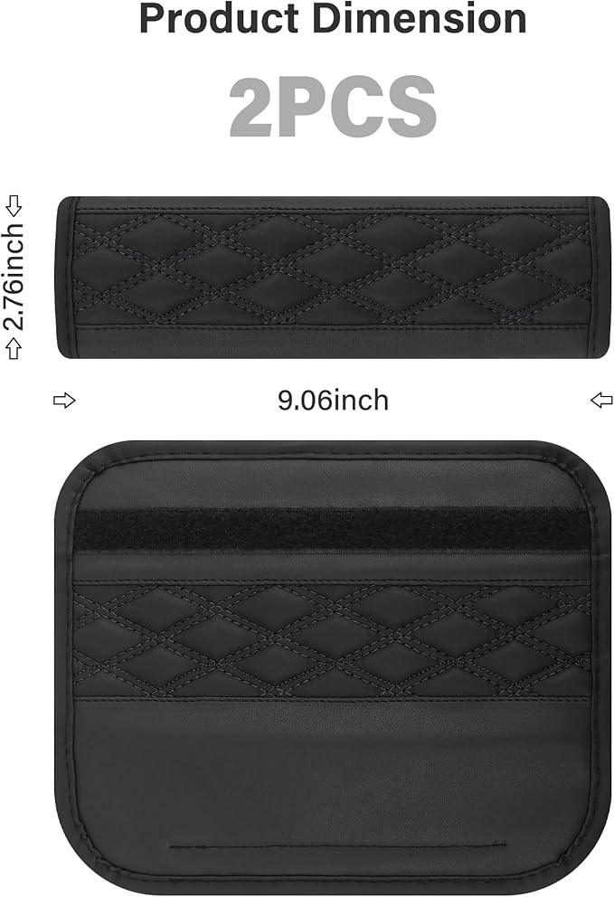 2PCS Car Seat Belt Cover Pads,Leather Seatbelt Covers Protect Shoulder and Neck Car Accessories Interior,Universal Car Seat Strap Pads Car Decorations for Most Cars Trucks (Black)