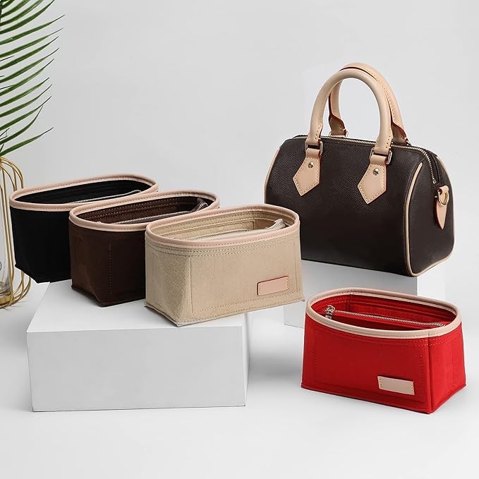 Doxo Purse Organizer Insert, Bag Organizer for Tote & Handbags, Bag in Bag, Perfect for LV Speedy 20, Alma BB, Petit Noe and More (Red,Small)