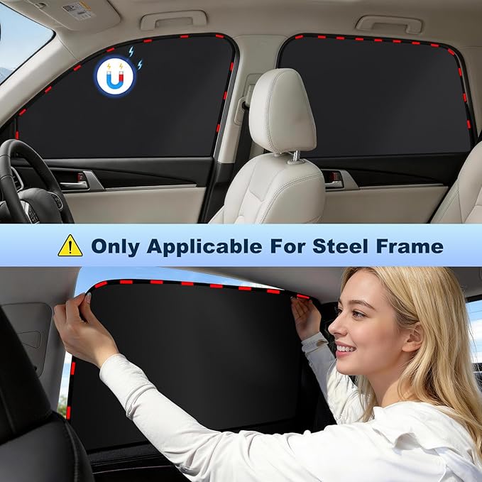 ZATOOTO Magnetic Car Window Shade 4 Pack, Car Shades for Side Windows for Sleeping Car Privacy Curtain UV Block Window Shade, Universal Size for Vehicle Sun Block Window Shade for Baby