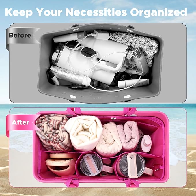 OUTXE Beach Bag Organizer Compatible with X Large Bogg Bag Accessories Inserts, Lightweight Mesh Insert Divider Pouch for Original XL Bogg Bags, Beach Tote Bags Insert for Organizing