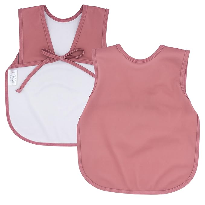 BapronBaby Minimalist Blush Bapron - No Neck Tie Safer Bib for Baby & Toddler - Soft Waterproof Stain Resistant - Machine Washable - Sz Preschool 3-5yrs