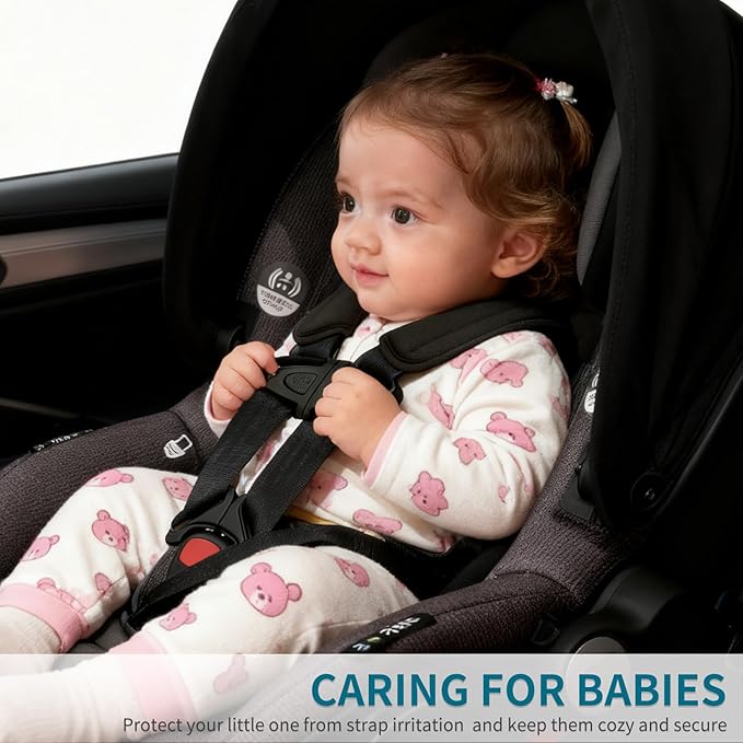 Car Seat Shoulder Pads Compatible with Doona, Ultra Soft and Breathable Grid Fabric, Protect Neck and Shoulder Strap Covers, Easy to Install, Straps Pads for Car Seat and Stroller, Black