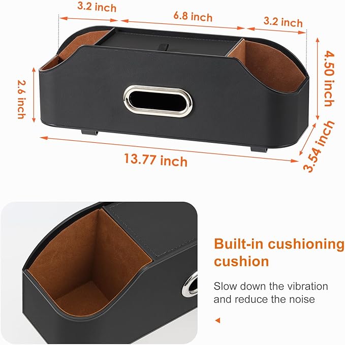 Sancaral Car Rear Backseat Extra Multifunctional Drink Cup Holder Organizers With Tissue Storage Box Organizer & Hooks For Car Seat Back. Black