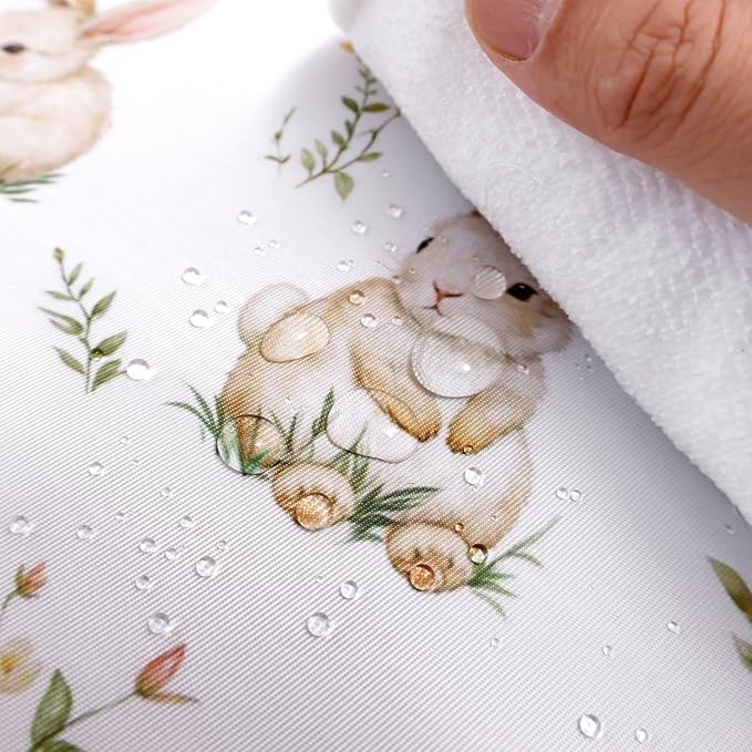 Baby Splat Mat for Under High Chair, 51 x 51 Inch Wipeable Splash Mat，Floor Protector，Wipe-Clean Tablecloth and Playing Mat (Rabbit)