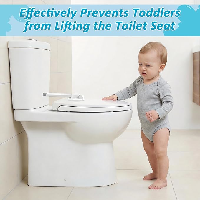 Baby Toilet Lock (2 Pack) for Baby Safety,Toilet Locks Baby Proof Easy Installation with 3M Adhesive,Toilet Child Safety Lock Fit for Most Standard Toilets