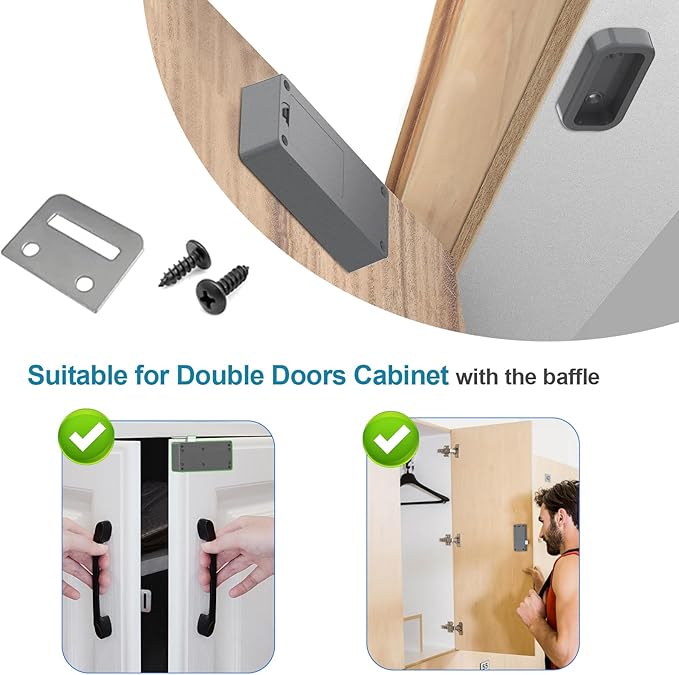 Drawer Lock RFID Card NFC Hidden Cabinet Lock for Kitchen Pantry Furniture eLinkSmart Cupboard Door with iOS Watch APP Child Safety No Drilling Required Gray