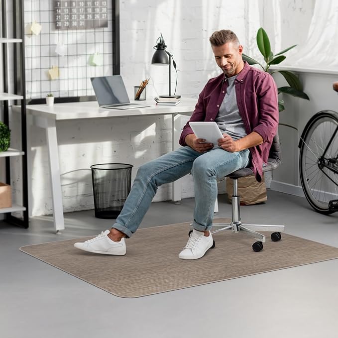 Blvornl Office Chair Mat for Hardwood Floor, 50" x 63" Desk Chair Mat for Hard Wood and Tile Floor, Large Anti-Slip Hard Floor Protector Rolling Chair Mat, PVC Mat Desk Rug for Office Home, Dark Brown