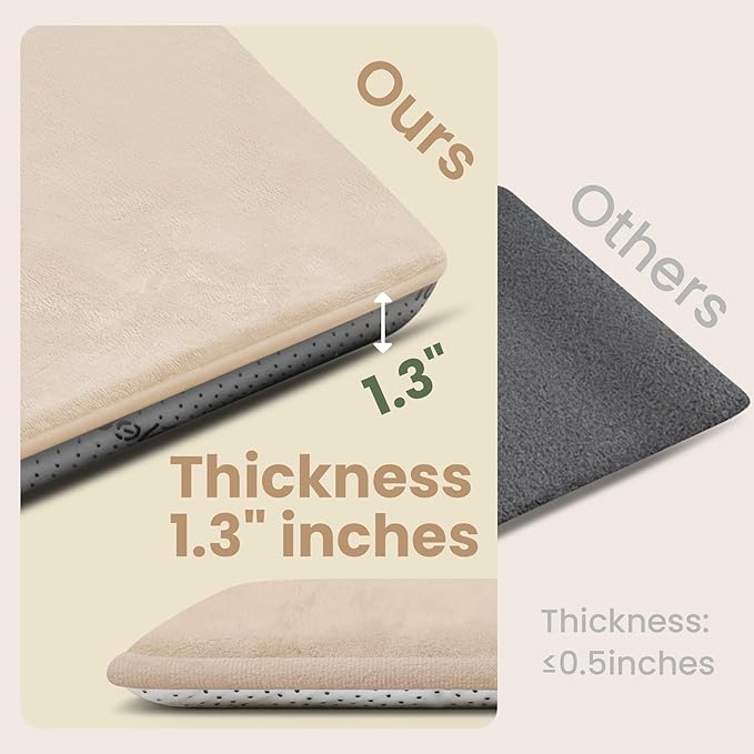 Huloo Sleep Baby Play Mat for Floor,1.3" Thick Elasti-Foam 47"×47" Playpen Mat for Tummy Time,Water Repellent Soft Coral Velvet for Toddler,Infant,Kids,Non-Slip Backing Safe for Crawling（Beige）