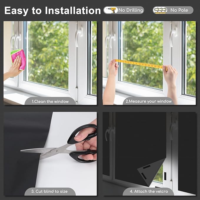 Blackout Curtains for Bedroom - 118" x 57" Portable Blackout Blinds Curtain for Any Windows -100% Blackout Shades Window Film -Temporary Blackout Shades for Baby Nursery,Dorm Room,Travel or Office Use