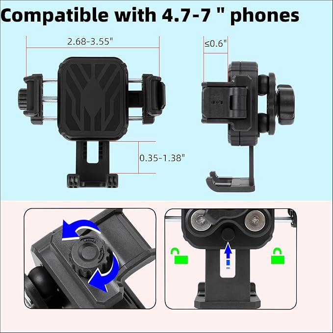 FPN Phone Mount Holder with Vibration Dampener for Boat Truck Car [Camera Friendly] [1s Lock & Release] [Aluminum AMPS Diamond Base & Medium Arm], Fits 4.7-7.2" Cell Phones