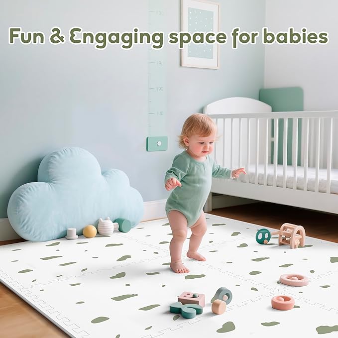 PIGLOG Baby Foam Play Mat-72”x 48” Baby Playmat,6-Piece Interlocking Foam Floor Tiles,Waterproof Crawling Mat,Puzzle Mat for Infants and Toddlers,Non Toxic Play Mat for Baby Tummy Time Mat(Spot)