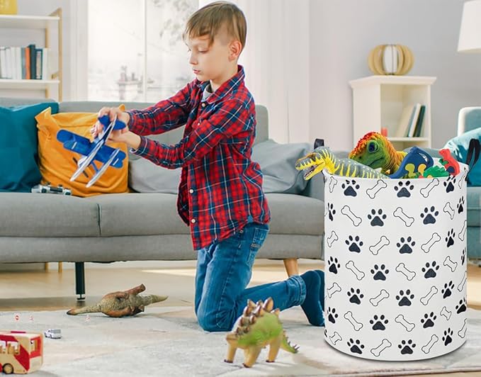 Kids Laundry Hamper,Laundry Basket,Baby Boy Nursery Hamper,Waterproof Storage Bin,Clothes Organizer,Toys Bin,Room Decor(Paw)