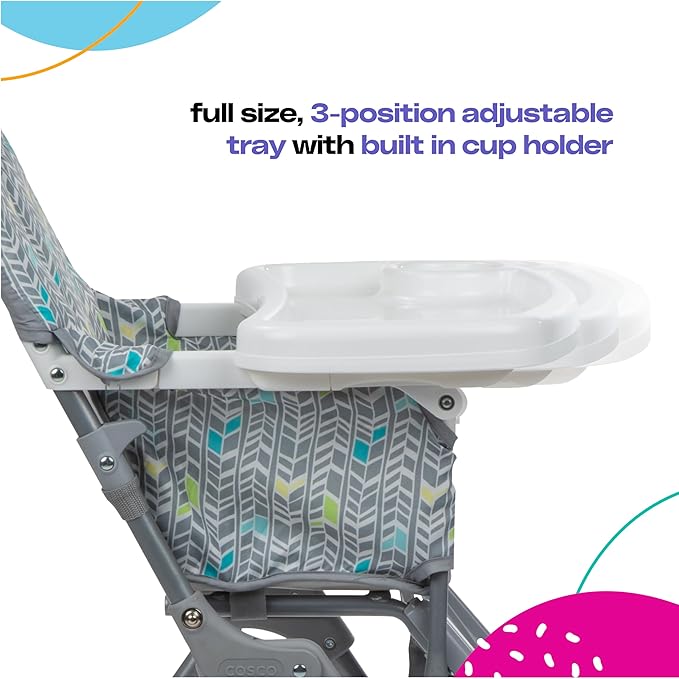 Cosco Kids Highchair for Baby, Simple Foldable High Chair, Convenient, Lightweight, and Compact Design, Elephant Puzzle