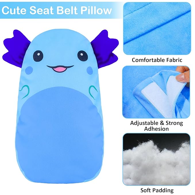 FIODAY Seatbelt Covers for Kids Car Seat Strap Pads Seat Belt Pillow Adjust Seat Belt Covers Seatbelt Cushion for Toddler Baby Boys Girls Travel Head Neck Shoulder Support,Blue