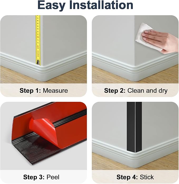 10PCS 48" Black Metal Corner Protectors, Aluminum Self Adhesive Corner Guards, Metal Wall Edge Protector Strip, Furniture Corner Protectors, Wall Cabinet Baseboard Decoration 48" x 2"