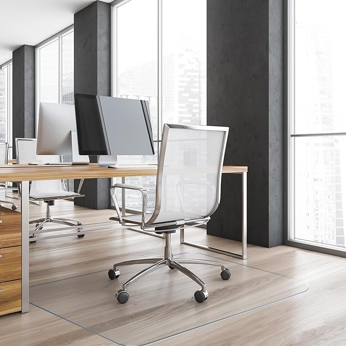 Yecaye Office Chair Mat for Hardwood Floor, Clear Computer Desk Chair Mat, PVC Heavy Duty Floor Protector for Rolling Chairs, 1.7mm Thick Floor Mat (Transparent, 48" x 48" x0.07'')