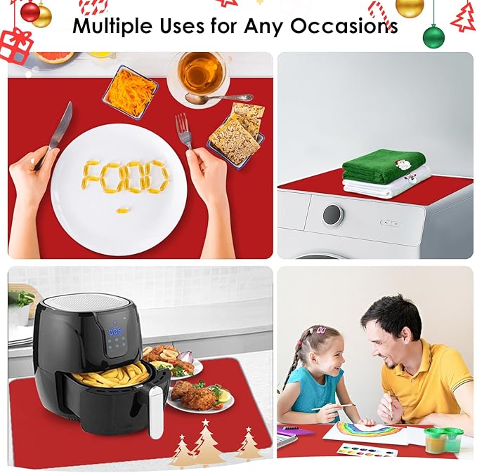 Extra Large Silicone Mats For Kitchen Counter, Food Grade Silicone Placemats for Kids, Nonstick Silicone Mat for Baking Crafts, Heat Resistant Mat Pastry Mat for Rolling Dough Nonslip,27.6''x19.7''Red