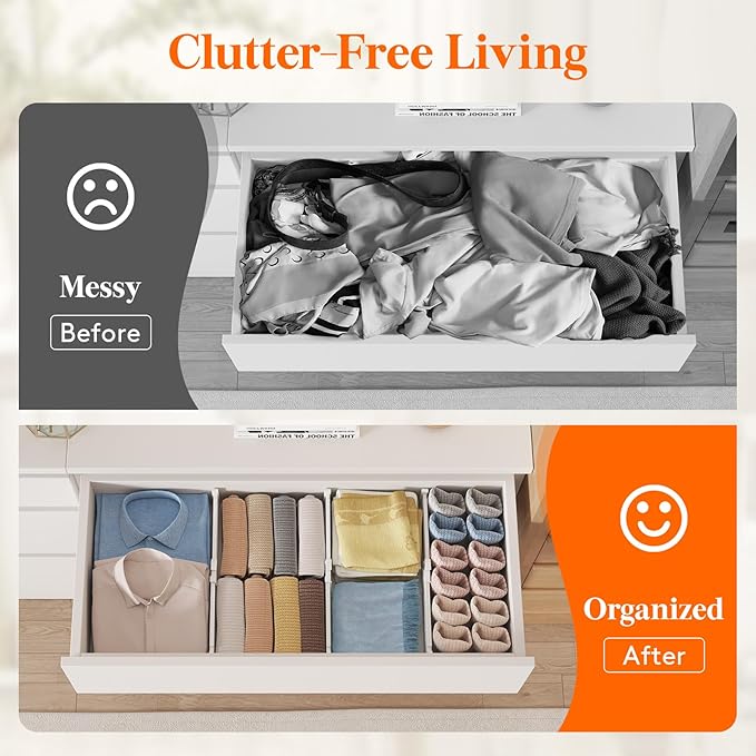 Lifewit 4" High 16 Pack Drawer Dividers, 10.5-16.5" Drawer Divider for Clothes, Adjustable Dresser Drawer Organizers, Plastic Drawers Separators for Clothes, Bedroom, Bathroom, Kitchen, Closet