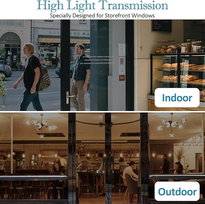 Window Film Transparent Heat Control UV Blocking, 50% VLT Window Tint for Shopfront Glass with Installation Tools, PET Material, Ideal for Stores, Glass Doors and Display Windows, 35.4Inch×196.9Inch