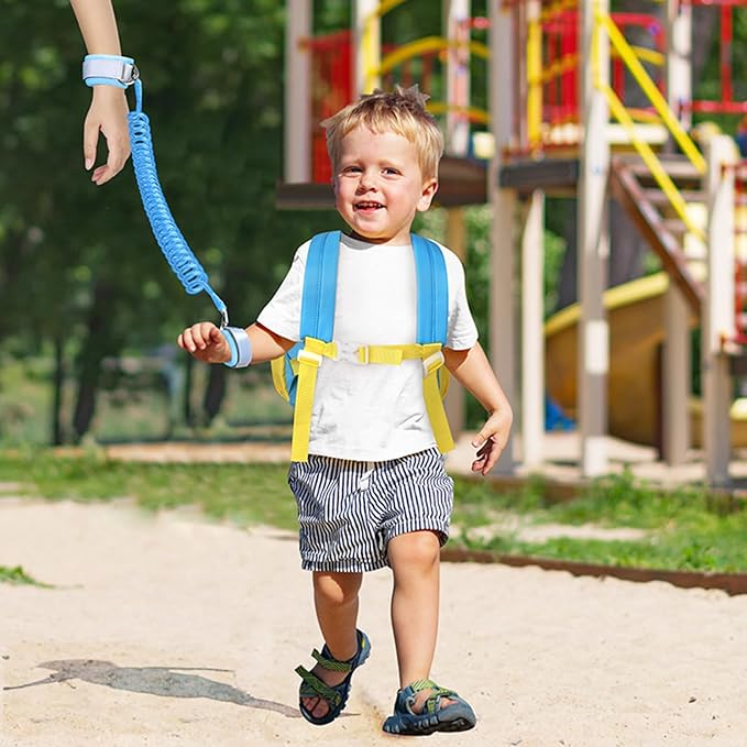 Accmor Toddler Leash Backpack, Cute Excavator Backpacks with Anti Lost Wrist Link, Kid Walking Harness Back Pack Travel Essential Mini Rucksack Bag with Restraints Hand Strap Tether for Baby Boys