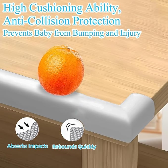 ZOMPAGO Baby Proofing Edge & Corner Protectors, 1 Roll Grey Foam L-Shape Self-Adhesive Bumper Strip, Soft Shock-Absorbent Wall & Furniture Safety Bumpers for Nursery, Kitchen, Fireplace, Table, Desk