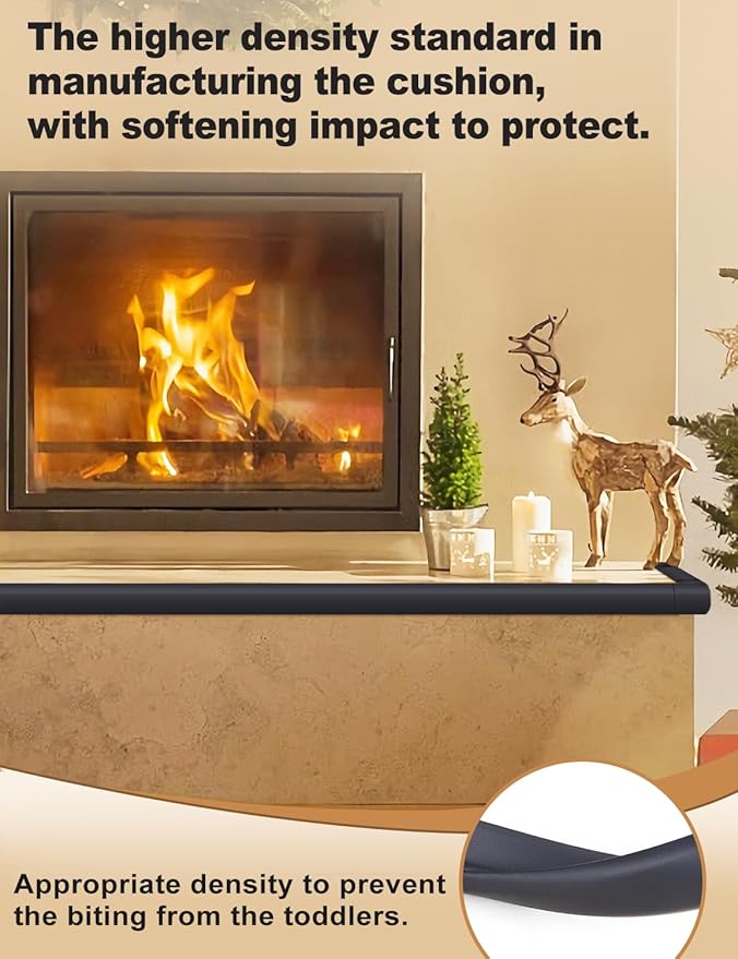 Arinbeb Foam Corner Protector for The Fireplace Hearths Edge and Corner Guard, with Retardant Materials Foam Safety Bumpers Baby Proofing (Black)