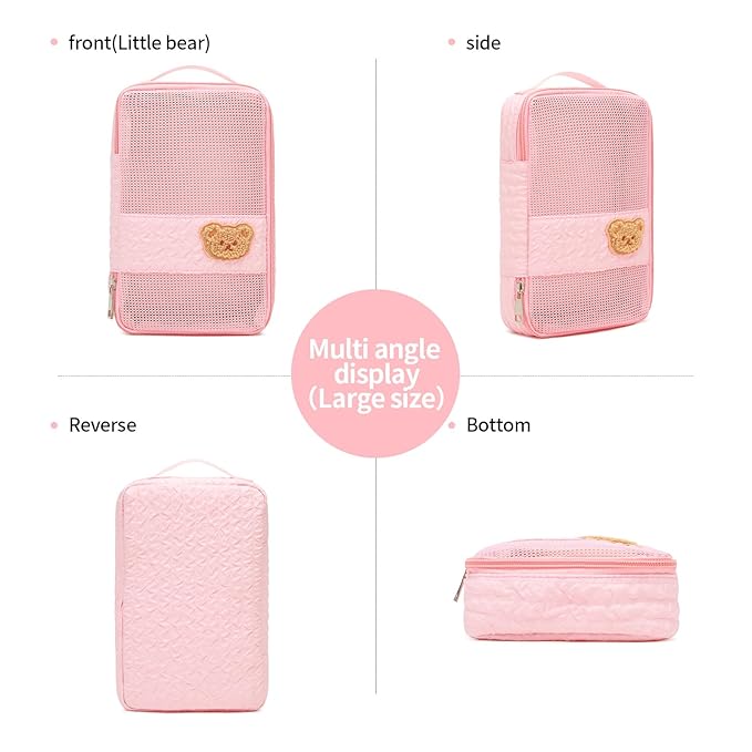 Diaper Bag Organizer Pouches - 2 Pack, Small Diaper Bag Mini Purse, Travel Baby Bag for Boys & Girls, Pink