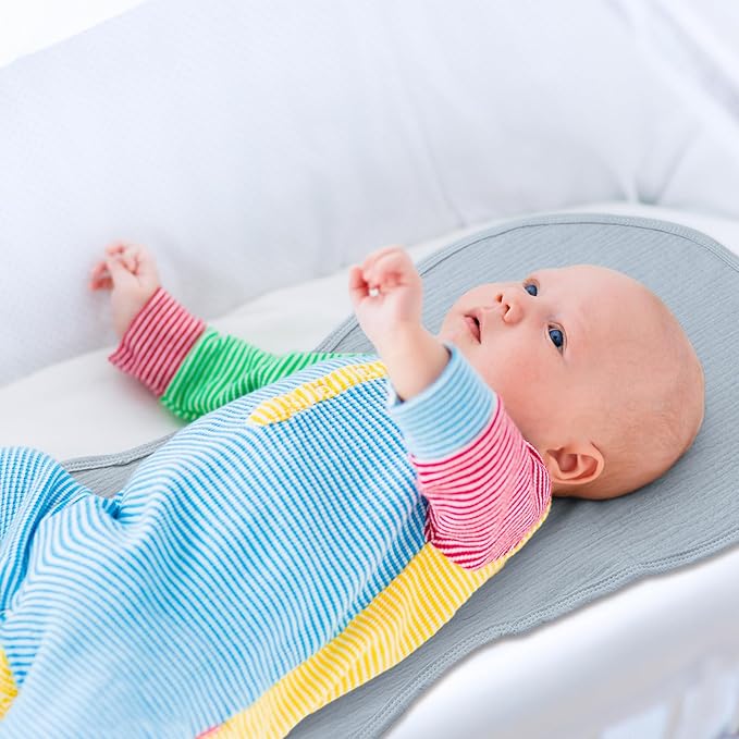Hahafelt 3 Pcs Changing Pad Liners Fits in Peanut Shape Changing Pad Waterproof Diaper Mats Organic Cotton Peanut Mats are Warm on a Baby's Back, Washable Reusable(Elegant Style,Blue)