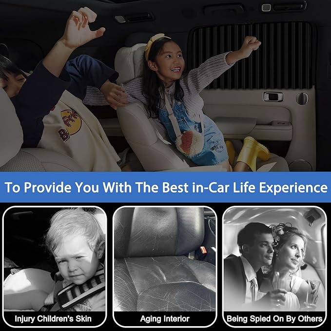 XCBYT Car Window Shades - 4 PCS 29.1 * 18.8 inches Car Window Covers 99% UV Glare Protection Car Curtains Keep Cooler Magnetic Side Window Sun Shade for Eating Breastfeeding Taking a nap Camping