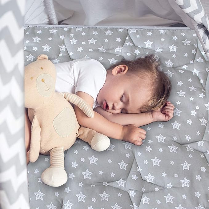 Moonsea Portable Baby Play Mat, Square Padded Anti Slip Baby Activity Crawling Mat for Boys and Girls, Kids 43" X 43" Quilted Pad for Indoor Outdoor Playtime