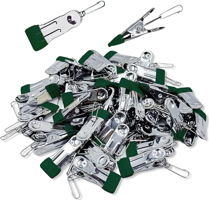 Multipurpose Heavy Duty Stainless Steel Clothespins, Clothes Pins for Laundry, Towel Drying Clips, Outdoor Clothespins for Socks, Towels, Snacks, Photo (66, Dark Green)