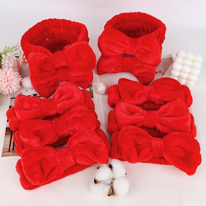 10 Pack Red Skincare Headbands Set for Women Girls Spa Headband for Washing Face Bulk Valentine’s Day Party Favor & Gift Set Red Color
