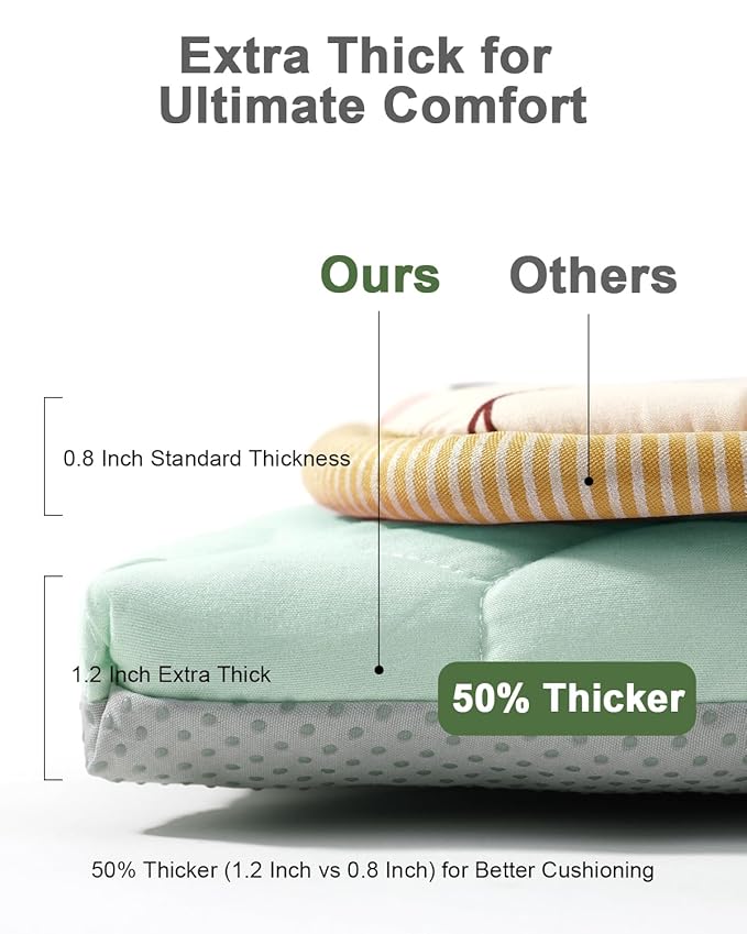 TINYHARBO Premium Foam Baby Play Mat 71" x 59" with Removable Cover, Extra Thick Padding Playpen Mat, Non-Slip Floor Mat, Stylish & Easy to Clean for Crawling Baby, Infants & Toddlers, Green