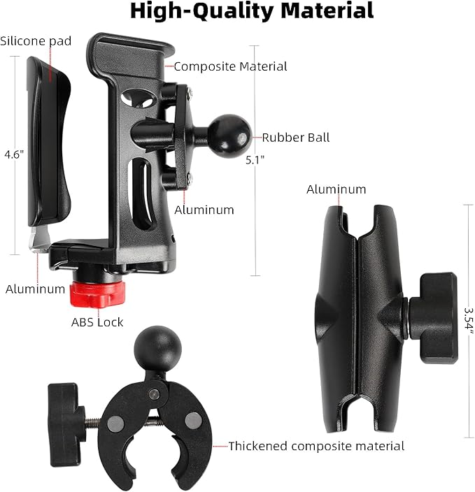 FPN Motorcycle Cup Holder, Upgraded Adjustable Angle Drink Holder for Large Water Bottles (2.36" to 3.54" Dia), Universal Water Bottle Holder for Bike Scooter Boat Stroller Golf Push Cart Wheelchair