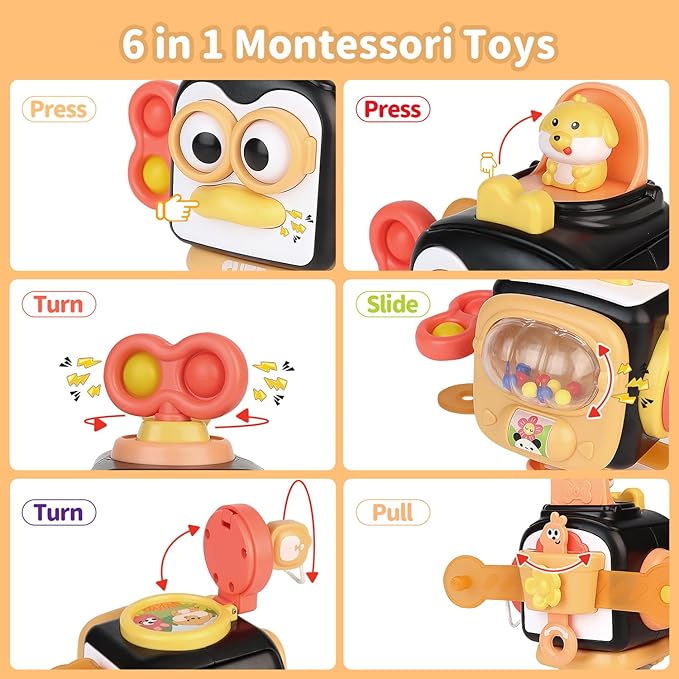 OSIMILY Montessori Toys for 1 Year Old,Sensory Toys for Toddlers 1-3,Baby Travel Activities Busy Board Cube,Fine Motor Skills Educational Toys,Birthday Gift for Kids Aged 6, 9, 10, 12, 18 Months