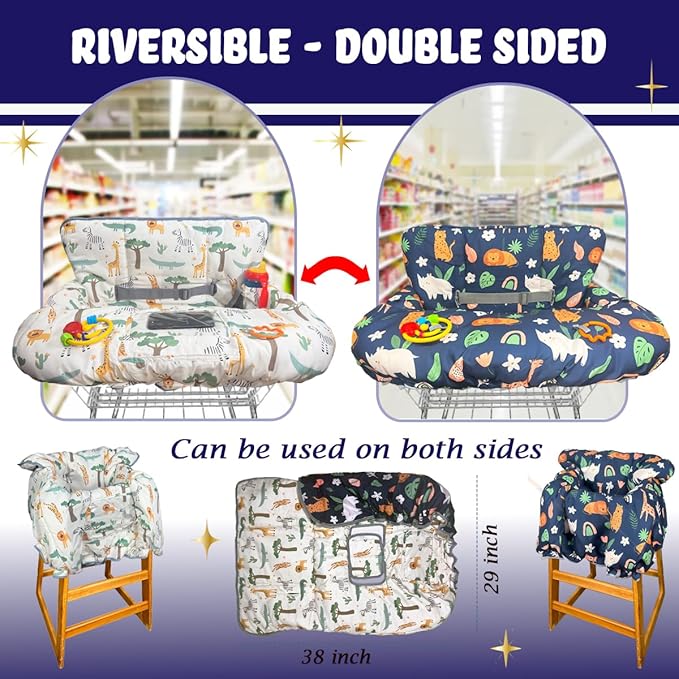 Shopping Cart Cover for Baby and Toddler, Waterproof Grocery Cart and High Chair Cover, Soft Padded Cart Cover for Babies, Universal Fit for Costco, Target and Restaurant High Chairs