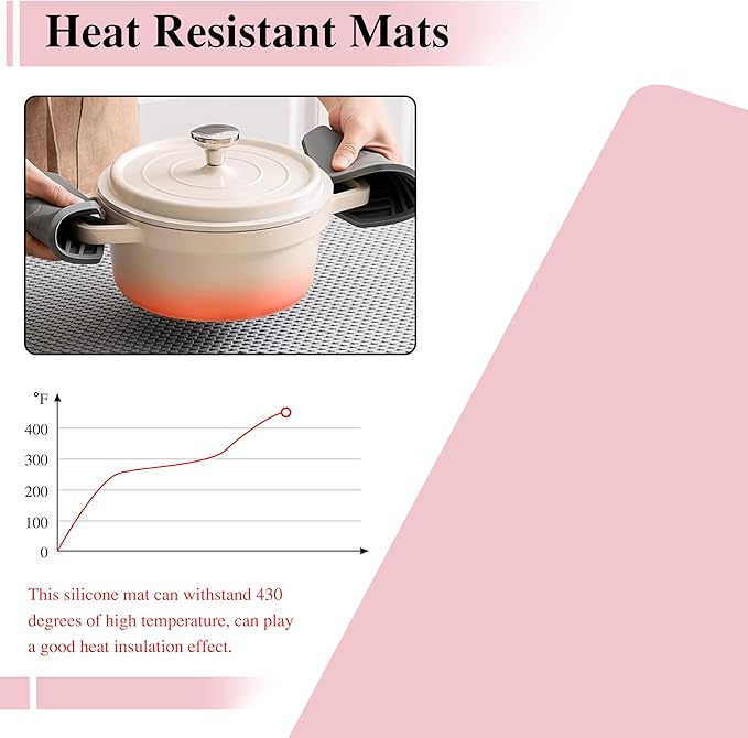 3Pcs 15.7"x 11.8"x 0.03" Pink Silicone Mat, Silicone Mats, Silicone Placemats for Kitchen Counter, Jewelry, Paiting