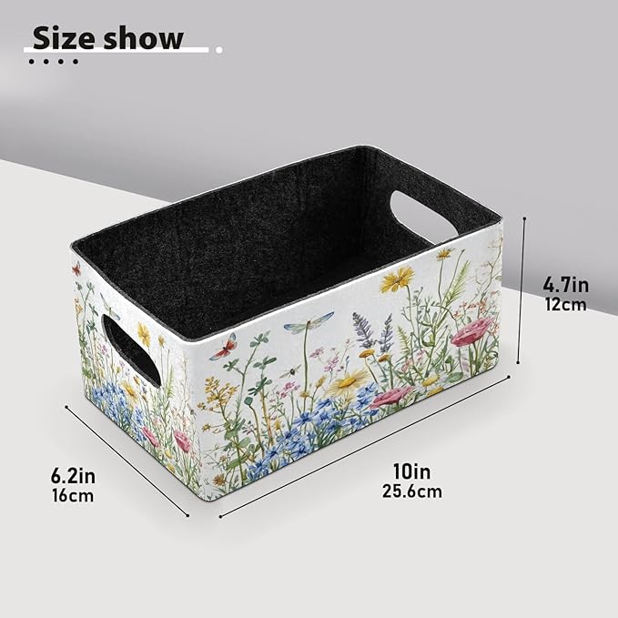 Kcldeci Colorful Herbs and Flowers Storage Bins Baskets for Organizing 2Pack, Sturdy Storage Basket Foldable Storage Baskets for Shelves Closet Nursery Toy