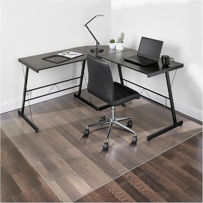 SALLOUS Chair Mat for Hard Floors, 50" x 60" Office Chair Mat for Hardwood Floor, Slip Resistant Floor Protector Desk Mat for Home Office, Waterproof Vinyl Floor Mat for Gaming Chairs (Clear)
