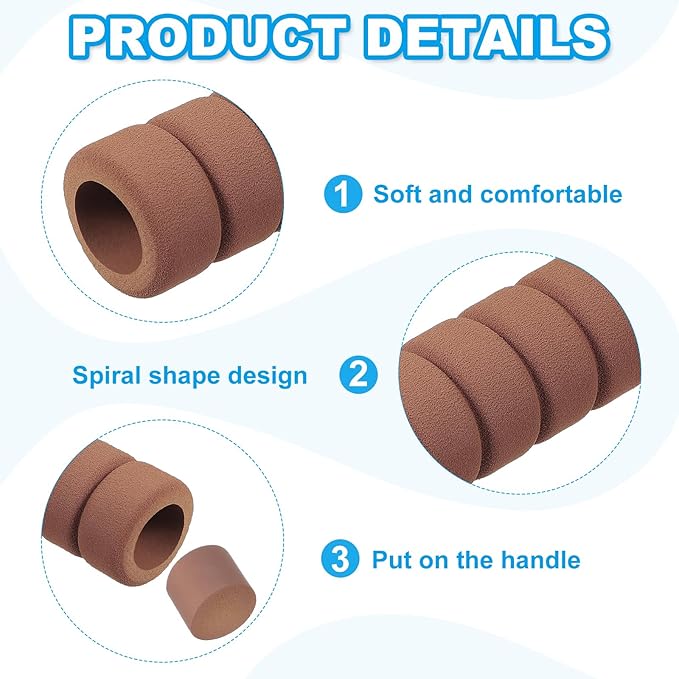 PATIKIL EVA Foam Door Handle Cover, 6 Pcs Anti-Collision Door Knob Spiral Covers Door Handles Protective Safety Cover Guard Sleeve for Bedrooms Bathrooms Offices Furniture, Brown