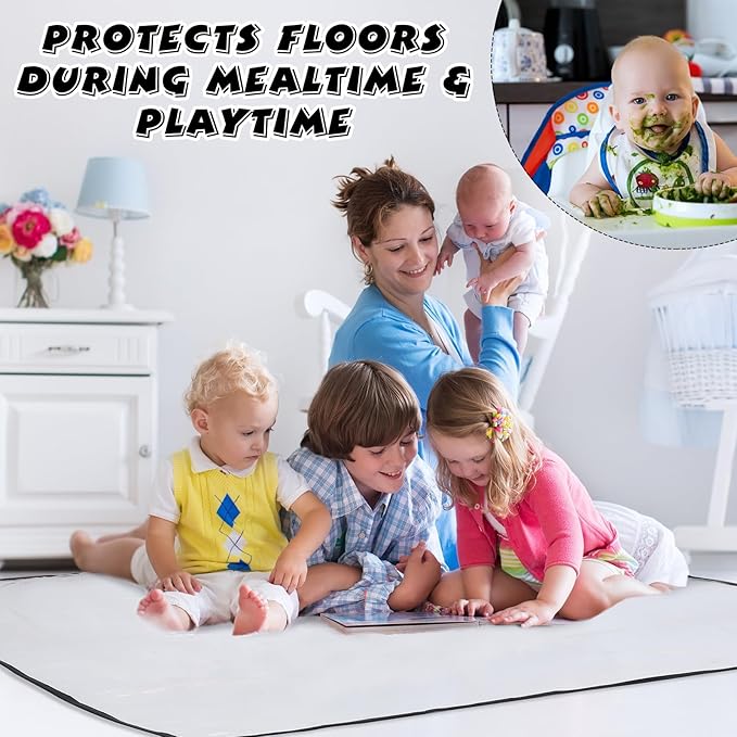 Wenqik 3 Pcs 47''x47'' Waterproof Washable Baby Splat Mat for Under High Chair Mat Clear Plastic Floor Protector Splash Mat for Under High Chair Art Floor Cover for Food Spills Kids Room