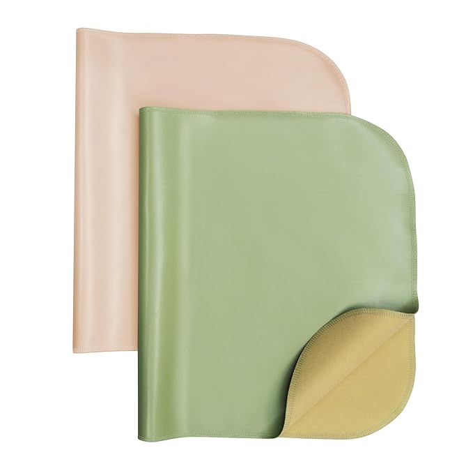 Elantrip Changing Pad for Bed - Leather Changing Pad for Baby, Portable Baby Changing Mat Travel, Compact Diaper Change Mat, Fits Diaper Bag Green and Beige