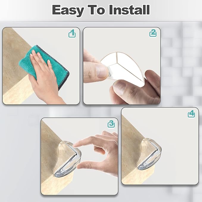 12 Pack Corner Protector Baby Clear Corner Guards Sharp Corner Cover Bumper Stop Head Injuries Tables, Furniture & Sharp Corners Baby Proofing