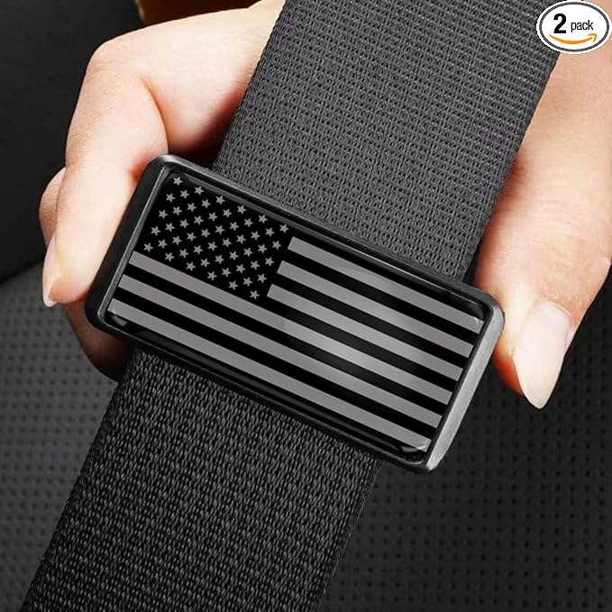 2PCS American Flag Car Seatbelt Adjuster car Universal Car Seat Belt Pads Cover for More Comfortable Driving, Seat Belt Shoulder Strap