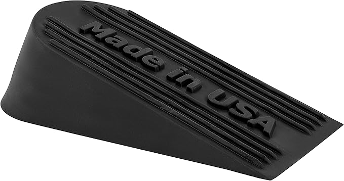 Large Big Rubber Door Stopper Made In USA - Door Stop Wedge for Carpet, Tile, Concrete Floor, Tall Door Stoppers for Bottom of Door - Heavy Duty for Commercial & Home - 6.5 x 2.75 x 1.9 Inches - Black