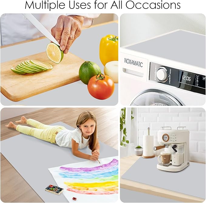 Extra Large Silicone Mat, 31.5x23.6 Inch Heat Resistant Mat for Kitchen Counter, Non-Stick Silicone Baking Mat for Dough and Pastry, Thick Silicone Pad Countertop Protector, Gray
